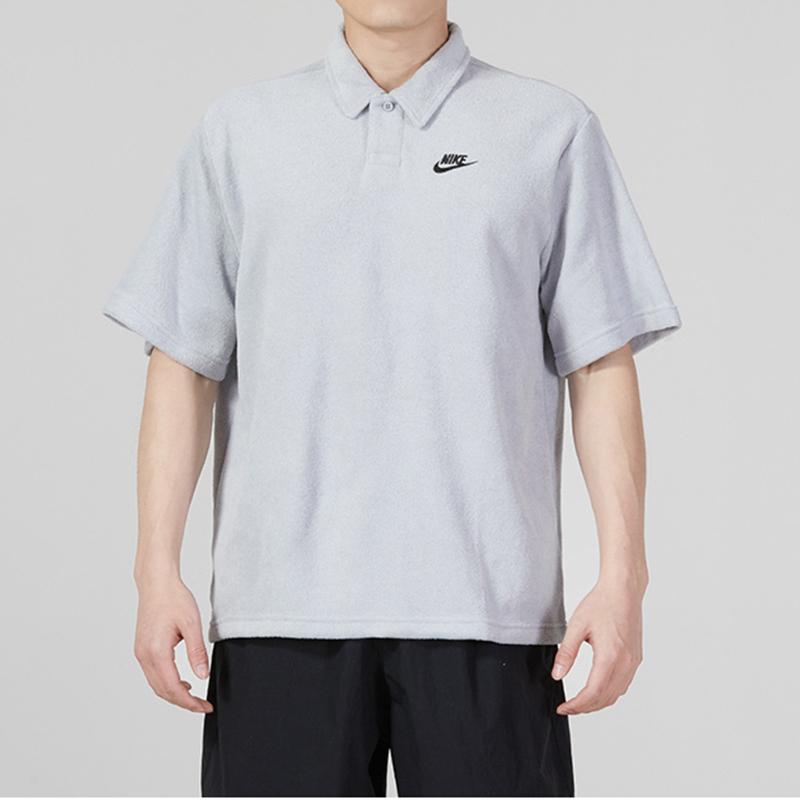 Nike Solid Color Casual Breathable Short Sleeve Polo Shirt Men Tops Grey DX0740-012