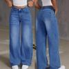 Denim Pant Women Mom Jeans Wide Leg Long Pants High Waist Straight Trousers Y2k Streetwear Elegant Splice Club Punk Casual
