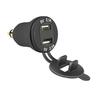 Black Cnc Motorcycle Usb Charger 2.1 A+2.1 A Voltmeter For Bmw Din Plug, Hella