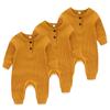 3Pieces Winter Unisex Newborn Baby Clothes Solid Color Baby Rompers Cotton Long Sleeve Toddler Romper Infant Clothing 0-24 Months