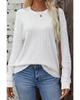 White Round Neck Drop Shoulder Textured Knit Top