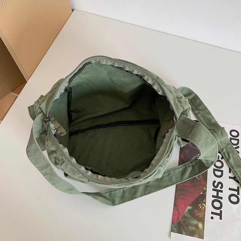 Canvas Bag Women's Large Capacity Crossbody Bag Men Solid Color Shoulder Bag