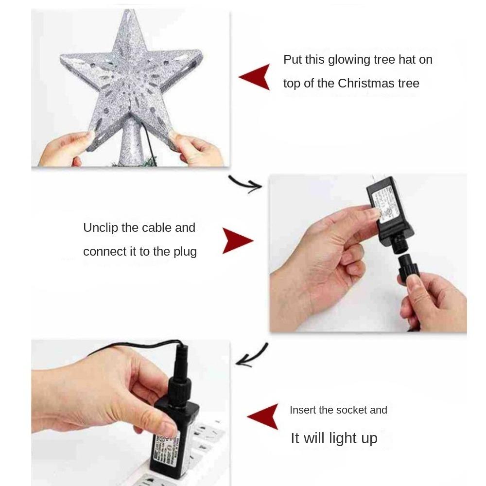 3D Glitter Projection Christmas Tree Toppers Snowflake Stars Party Decor New Xmas Tree Lighting