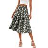 Women's Casual High Waist A-Line Skirt Polka Dot Stripe Printed Skirt With Pockets