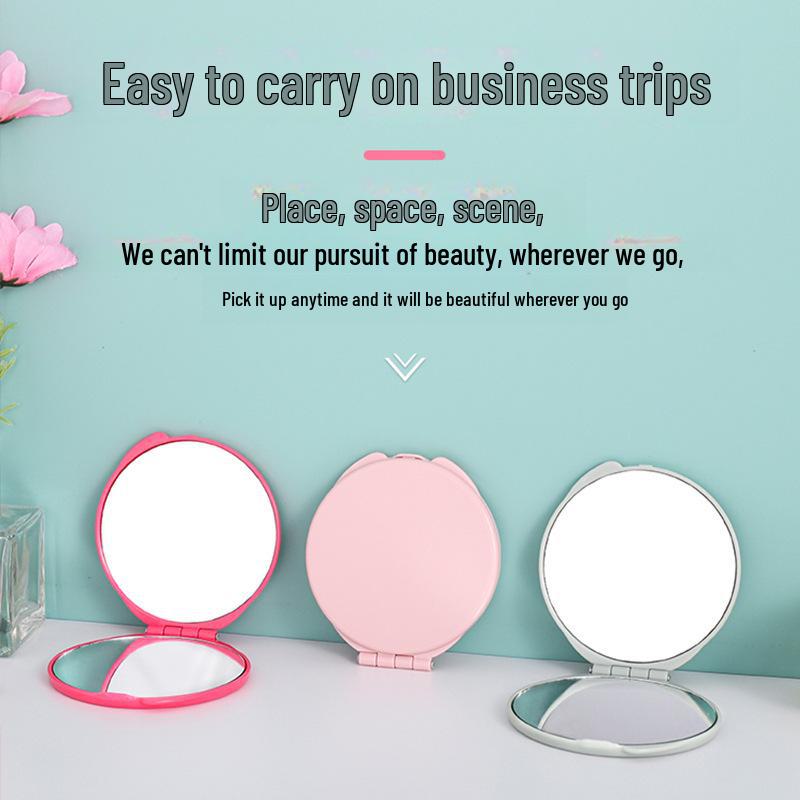Compact Double-Sided Folding Makeup Mirror | Handheld, Portable, and Customizable