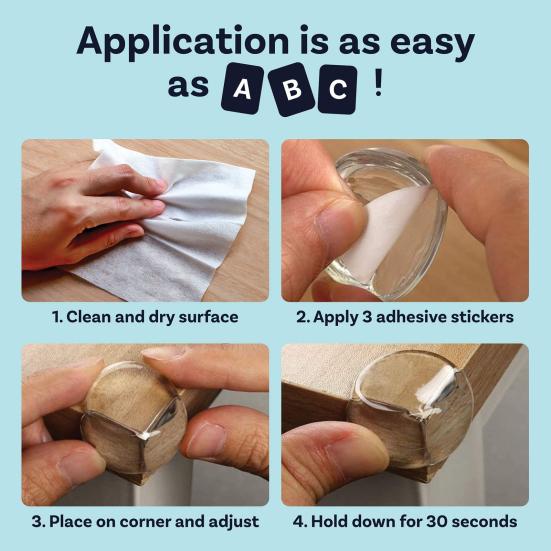 4Pcs Furniture Protective Covers Transparent Self-adhesive Baby Proofing Corner Protectors Guards for Home