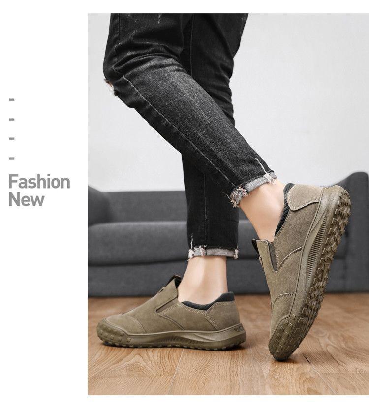 Men's Retro Waterproof Slip-On Work Shoes - Non-Slip, Wear-Resistant Low-Top for Autumn and Winter