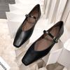 Square Toe Shallow Ballet Flat Shoes Women New Casual Ladies Elegant Buckle Mary Jane Shoes Flat Heel Dress Footwear Mujer
