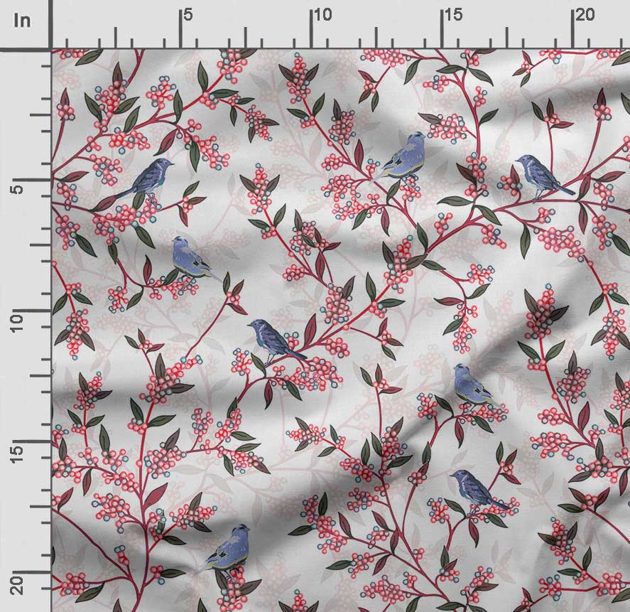 Soimoi Bird & Flowers  Print  Cotton Cambric Quilting Fabric Sold by The Yard 42 Inch Wide Medium Weight Cotton Fabric Sewing  Supplies