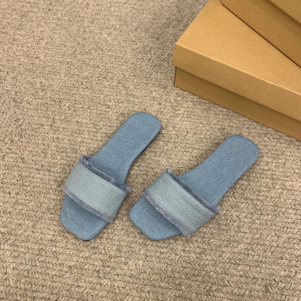 Flat Bottom Oneword Fashion Cool Slippers Summer New Korean Version Retro Opentoed Outer Slippers Light