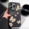 Solid Color Bowknot Print Shockproof Matte Case For iPhone 16 Pro Max 15 14 Pro 13 12 11 TPU Leather Texture Slim Soft Phone Cover