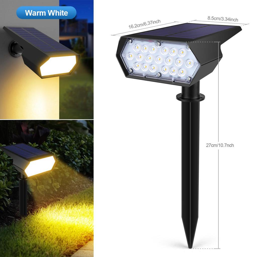 Solar Outdoor LED Spot Lights Waterproof 19 LEDs Solar Lawn Light for Landscape,Courtyard,Garden,Tree Decoration