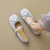 Round Head Ballet Shoes Women One Strap Shallow Bow French Fairy Style Single Shoes