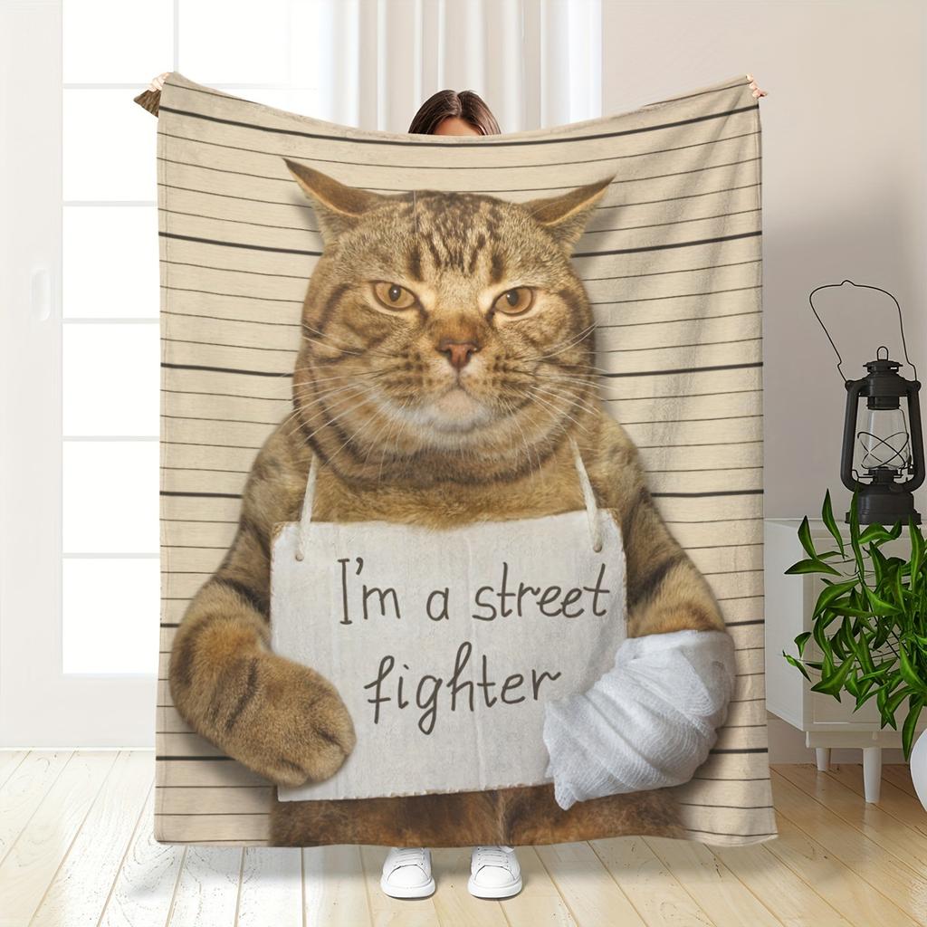 Cute Pet Cute Cat Blanket Fun Kitten Soft Flannel Blanket Modern Suitable for Home Air Conditioner Blanket