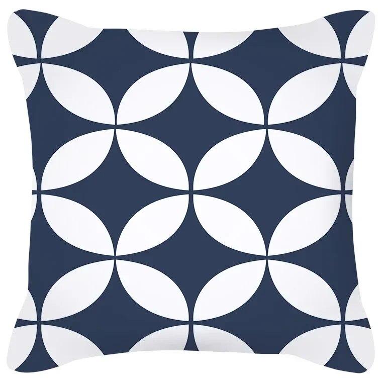 Pillowcase Navy Blue Geometric Pattern  Decorative  Home