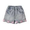 Girls' Denim Shorts Korean Stylish Three-dimensional Love Shorts for Baby Girls and Versatile Lace Summer Casual Pants