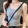 Summer Vest Round Neck Sleeveless Color Tank Slim-Fit Solid Tops Soft Elastic