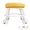 Low Roller Seat PU Leather Low Stool Mute Wheel Swivel Low Height Round Roller Chair for Home Office