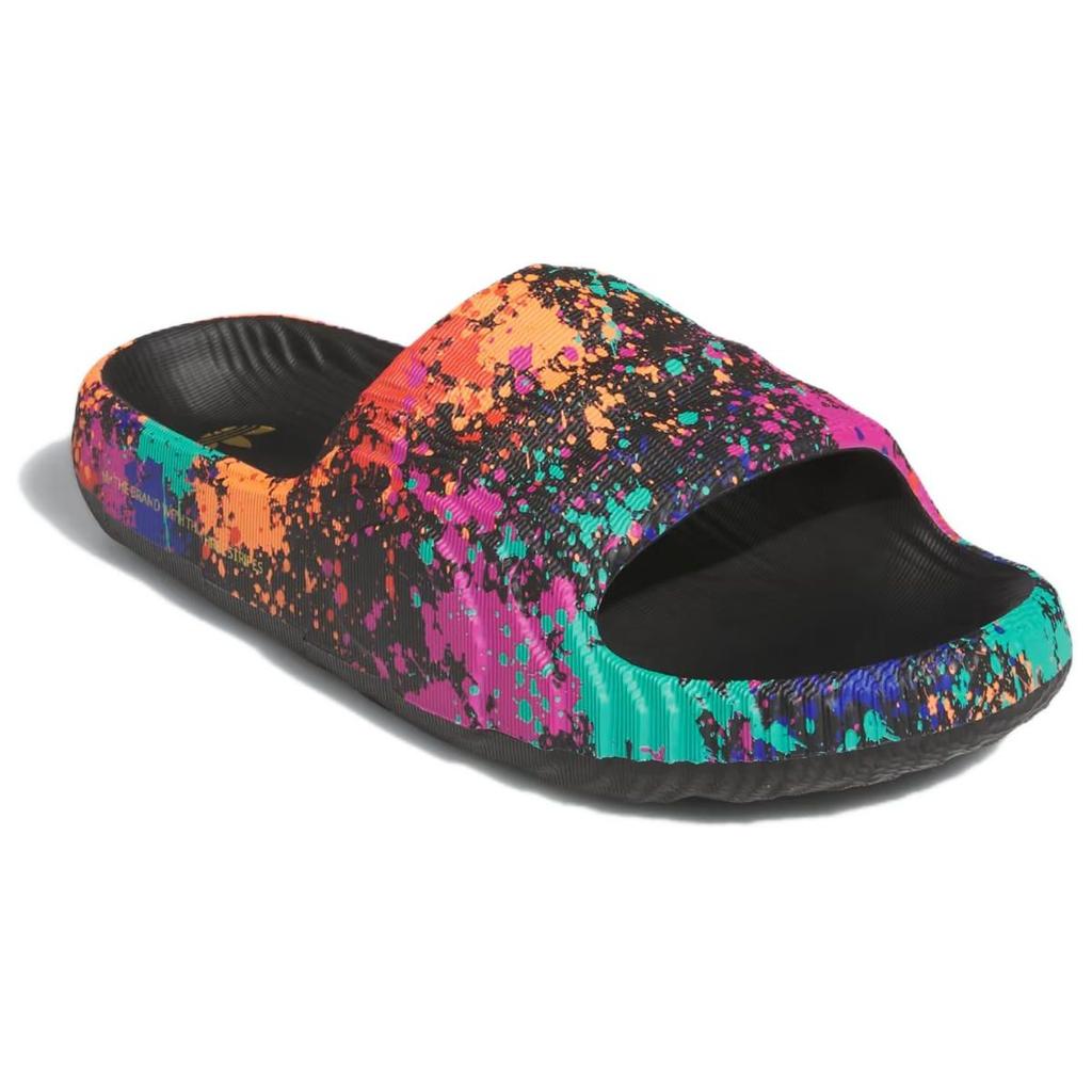 Adidas Adilette 22 Slide Black Paint Splatter Unisex Sneakers Core-Black Semi-Solar-Yellow IF1438