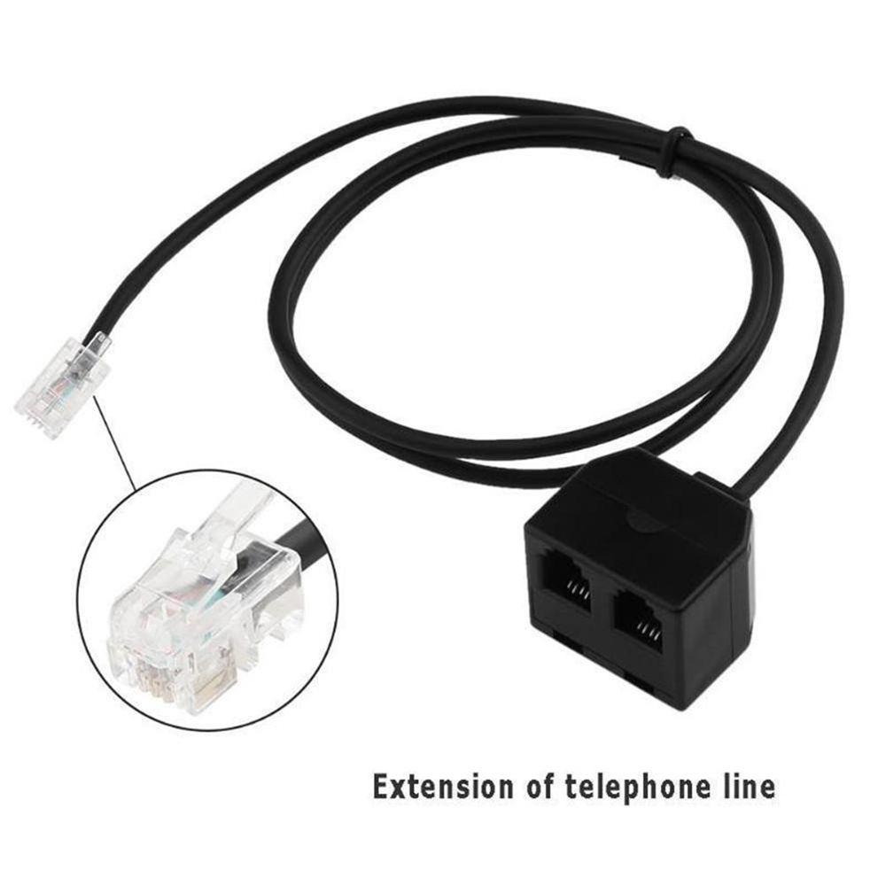 4P4C Standard 2 Female To 1 Male Telephone Line Cords Line Extension Cable Splitter Cord