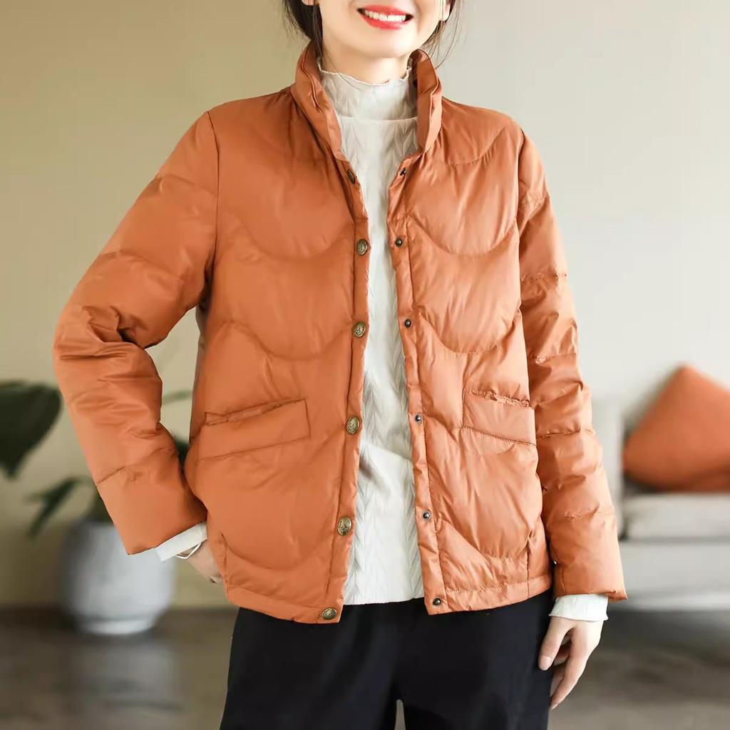 Literary and Retro Down Jacket Women's Short 2025 Winter Light Stand-up Collar Warm Small Temperament Casual Top Tide