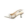 Fashionable! White Pointed Buckle Strap Stiletto High Heels Women's Spring Bag Head Empty Sandals