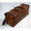 Men's Brown Goat Leather Vintage Genuine Travel Luggage Duffel Gym Bags Tote