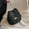 This Year's Popular Niche Design Sequined Bag 2024 New Women's Bag Personalized Chain Messenger Bag Shoulder Bucket Bag