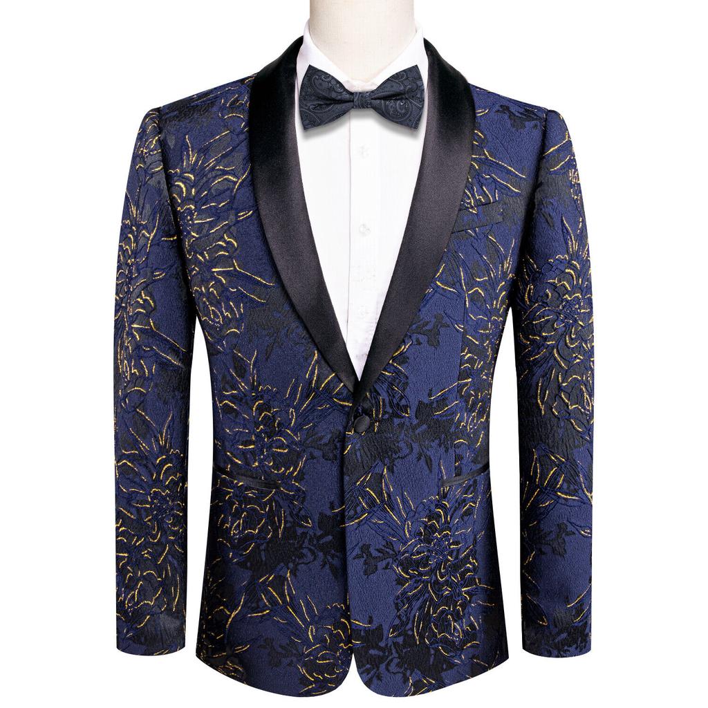 Mens Floral Tuxedo Dinner Jacket Regular Fit Shawl Lapel Paisley Prom Party Suit