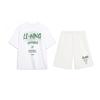 Li Ning Big Logo Letter Print American Retro Fashion Round Neck Pullover Short Sleeve T-Shirt Casual Sports Set Unisex Tops White AHSU803-1+AKST593-7