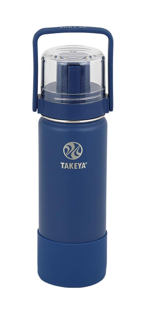 [Official Takeya] Takeya Flask Go Cup 0.52L Dark Blue with Cup, Stainless Steel Water Bottle, 520ml TAKEYA