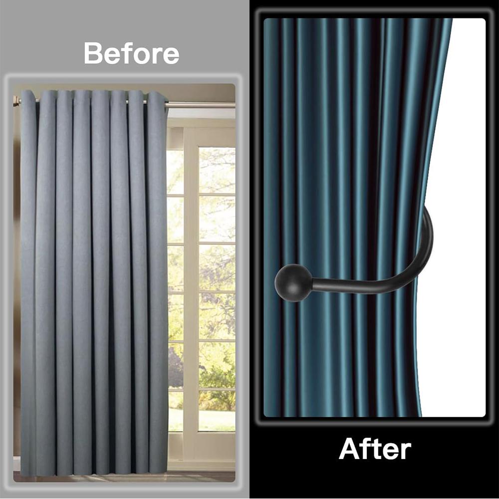 Black Curtain Holdbacks with Mounting Screws For Living Room Bedroom Bathroom