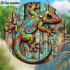 2D Flat Hanging Decorative Signs,interior Wall or Door Decoration,garden Decoration,the Pattern Is a Colored Lizard,a Housewarming Gift for Friends