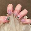 24pcs/set Tulip Manicure Glitter False Nails Finished Wearable Nail Stickers Press On Nail