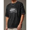 Men'S Oversized Moon Rabbit Graphic T-Shirt Casual Street Style Thickened Quality Cotton Short Sleeve