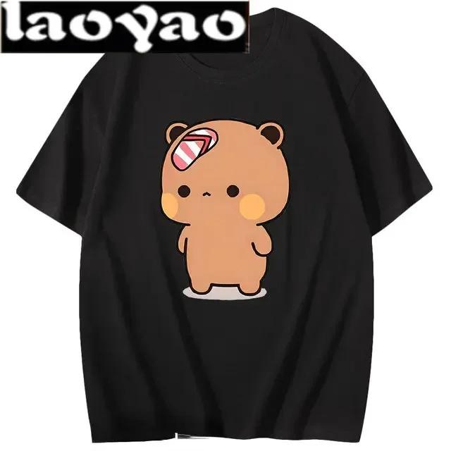 Cute Bear LOVE Unisex T Shirt Women Bubu Dudu Couple Tops Tee Summer Short Sleeve Tshirts Female Korean Casual Girl T-shirt Camisetas