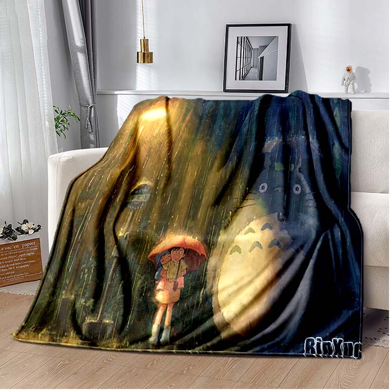 Throw Blanket Totoro Hayao Miyazaki Black Cat Throw Blanket Bedspread Sofa Soft Blanket  Adult/children Blanket Travel Camping