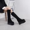 Fashion Winter Increases Heel Women's Ankle Boots Thick Bottom Wedges 13cm High Heel Platform Shoes Black High Boots Female