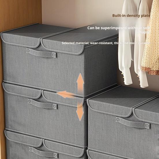 Clothing Storage Box with Dustproof Lid Foldable Design Large Capacity Toys Blankets Storage Basket with Reinforced Handles
