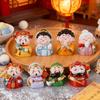 Cartoon God of Wealth Figurine Hand-painted Chinese Immortals Statue Resin Sculpture Home Office Desktop Decoration Ornament