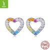 Colorful Zircon Love Stud Earrings Women'S Fashion Light Luxury S925 Sterling Silver Heart Stud Earrings