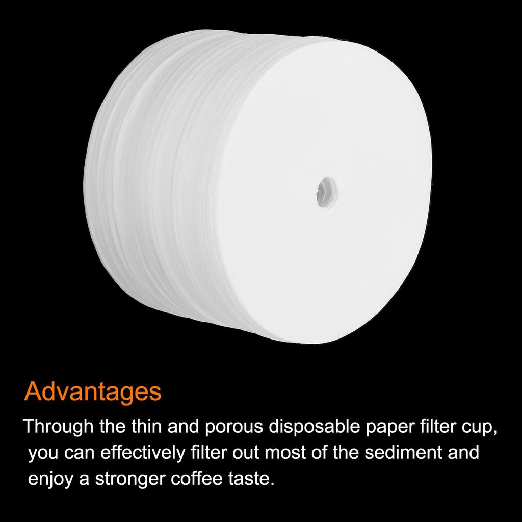 uxcell Round Paper Coffee Filters with Holes, 3.74" OD, for Espresso Makers, Cafes, and Offices, Pack of 400, White