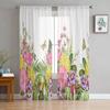 Exotic Floral With Herbs Butterfly Sheer Window Curtains For Living Room Bedroom Voile Tulle Curtains Fabric Drapes For Kitchen
