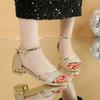 Women's Shoes Cover Heel Modern Women's Sandals Trend Dress Sandal Women Rhinestones Buckle Strap Square Heel Ladies Shoes