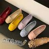 French Bow Round Head Ballet Shoes Fairy Shoes Flat Gentle Evening Shoes Spring and Autumn New Women's Small Single Shoes