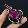 Lab-Created Ruby Gemstone Pure Copper Wire Wrapped Designer Handmade Pendant Jewelry Gift For Woman