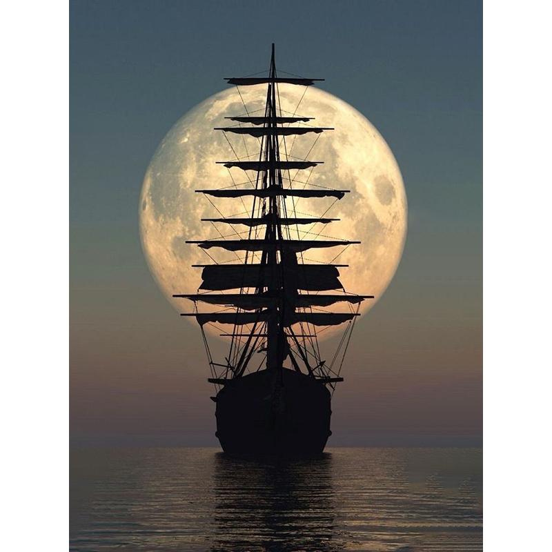 DIY 5D Diamond Painting Sailboat Diamond Embroidery Ship Cross Stitch Full Round Round Drill Mosaic Manual Art Gift Home Decor