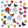 Colorful Rose Butterfly Flower Embroidery Cloth Patch: Cap & Decor Series