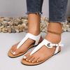 2024 New Fashion Versatile Women's Sandals Open Toe Solid Color Outerwear Casual Beach Women's Shoes Thumb Toe Summer Zapatos