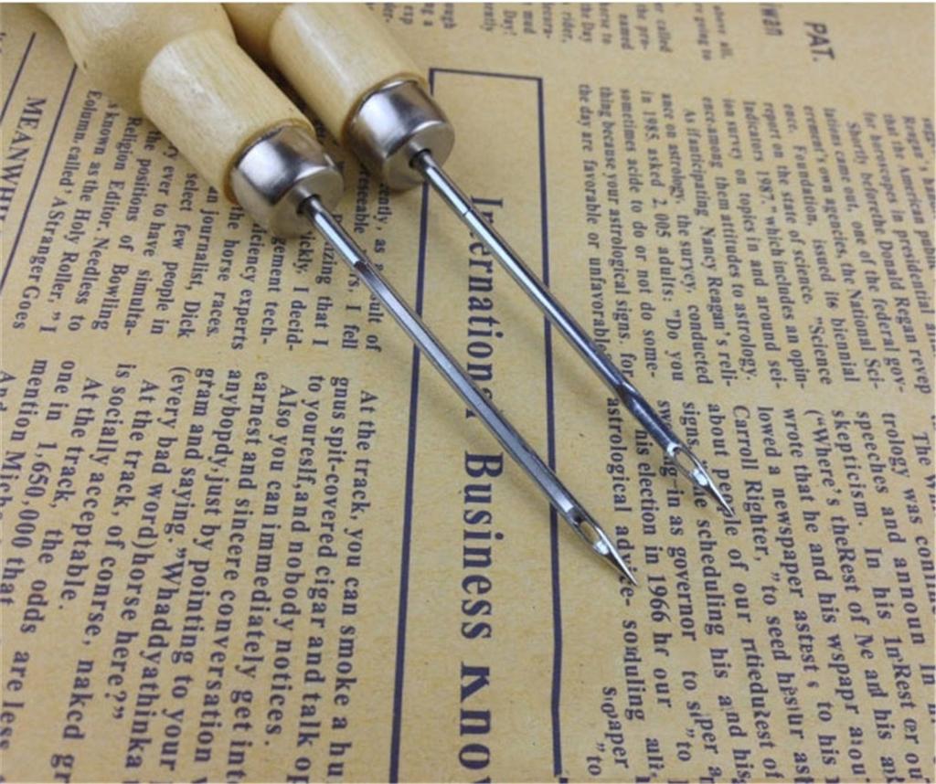 3PCS/SET Wooden Handle Shoes Repairing Awl Leather Shoe Sewing Cobbler Tool DIY Craft Repair Hand Stitcher Straight Curved Hook